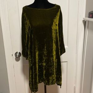 CUT LOOSE OLIVE VELVET MINI DRESS